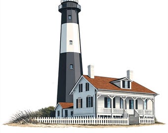 Camiseta del faro de Tybee Island, recuerdo de vacaciones en la costa de Georgia Beach.