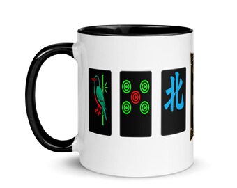 Taza de regalo de Mah Jongg, taza de café con fichas del Dragón Verde del Viento del Oeste para jugadores.