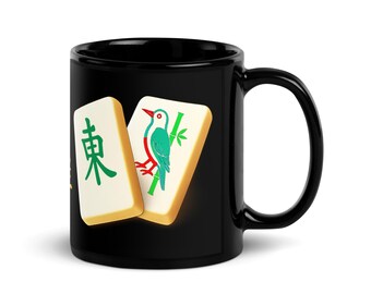 Taza de regalo para jugadores de Mahjong con diseño tradicional de azulejos.