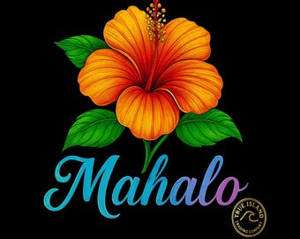Mahalo Hibiscus T-shirt, Hawaii State Flower Comfort Colors Vintage svart skjorta