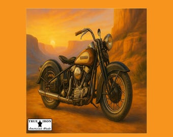 Panhead Motorcycle Art Shirt Vintage Biker Tee Desert Sunset