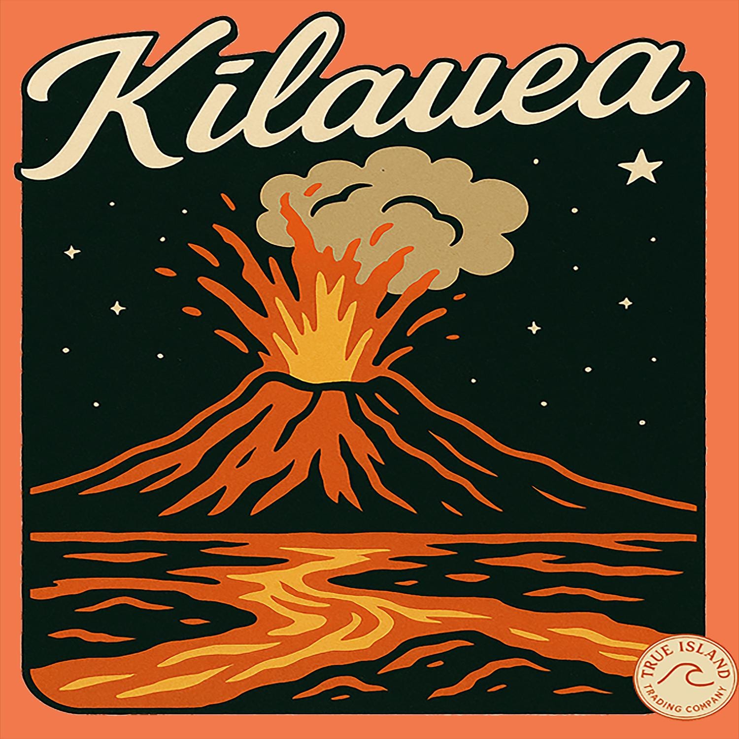 Kilauea Hawaii T-shirt Retro Volcano Lava Scene Vintage National