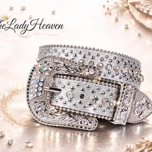 Western Cow Print Rhinestone Belt Bling Studded Cowgirl Y2K Country Large NWT s-l400.jpg main image 3