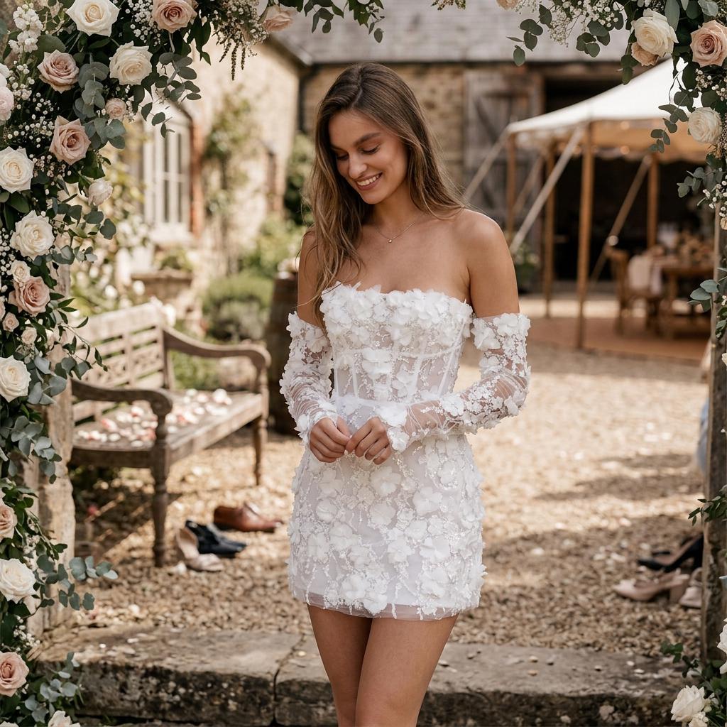 Mini Wedding Dress Short Lace - Etsy Australia