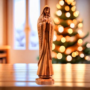 Hand-Carved Our Lady Statue | Catholic Wooden Virgin Mary Figurine