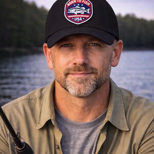 Bass Fishing Hat – Born to Fish USA Patriotic Fishing Cap – Angler Gift for Men