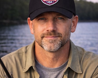 Bass Fishing Hat – Born to Fish USA Patriotic Fishing Cap – Angler Gift for Men