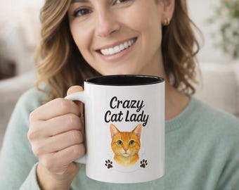 Taza "Loca por los gatos": regalo divertido para amantes de los gatos, taza de café
