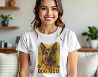 German Shepherd Dog Mom Shirt – Watercolor GSD Tee, Dog Lover Gift