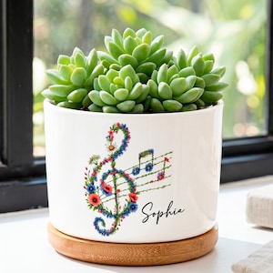 Vaso da fiori personalizzato per insegnante di musica, regalo di ringraziamento per l'insegnante, vaso di fiori per amante della musica, decorazione per la scrivania dell'insegnante di pianoforte.
