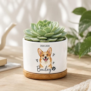 Vaso di fiori in ceramica personalizzato con foto del tuo animale domestico, nome del cane personalizzato e impronta della zampa per tutta la vita, regalo di condoglianze sentimentale per la mamma di un cane/gatto