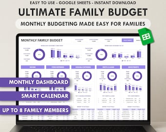 Family Monthly Budget Spreadsheet Google Sheets Budget Template For Families and Kids Household Budget Tracker Household Expenses Planner