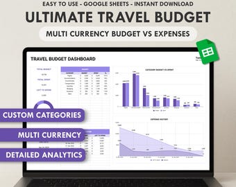 Travel Budget Planner Google Sheets Vacation Budget Spreadsheet Travel Expense Tracker Family Vacation Trip Budget Holiday Expense Planner