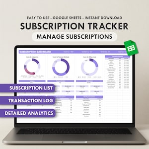Subscription Tracker Google Sheets Template Subscription Manager Automated Membership Tracker Recurring Expense Tracker Subscription Log