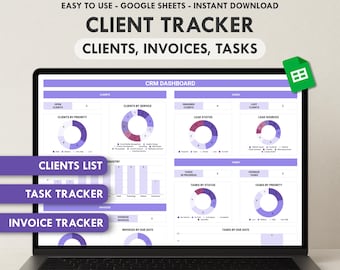 Client Tracker Spreadsheet Taak Tracker Google Sheets Sjabloon CRM Dashboard Factuur Tracker Lead Management Klant CRM Client Planner