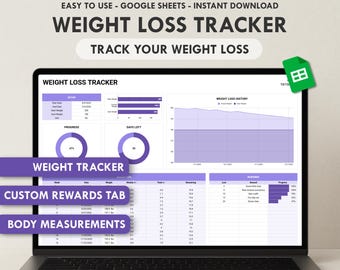 Weight Loss Tracker Spreadsheet Google Sheets Weight Loss Planner Body Measurement Log Digital Weight Log Diet Tracker Weight Journal