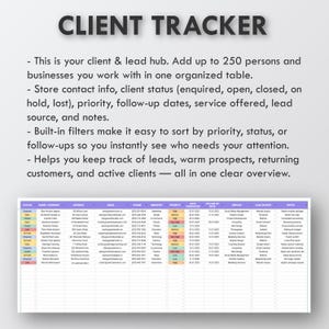 Client Tracker Spreadsheet Task Tracker Google Sheets Template CRM Dashboard Invoice Tracker Lead Management Customer CRM Client Planner Bild 2