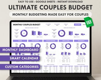 Couples Budget Spreadsheet Google Sheets Template Monthly Budget Template Couple Budget Planner Joint Finances Shared Budget Expense Tracker