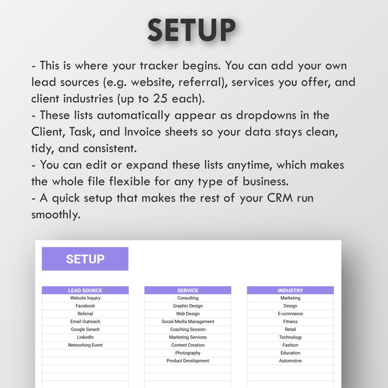 Client Tracker Spreadsheet Task Tracker Google Sheets Template CRM Dashboard Invoice Tracker Lead Management Customer CRM Client Planner Bild 6