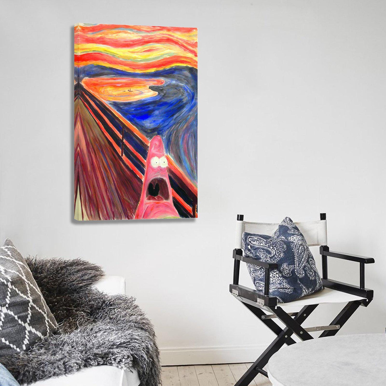 Van Gogh Screaming Patrick Star Cartoon Canvas Print Posters Wall Art ...
