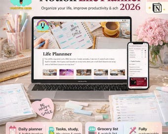 2026 Notion Life Planner | ADHD-Friendly Productivity Dashboard (Digital Download)