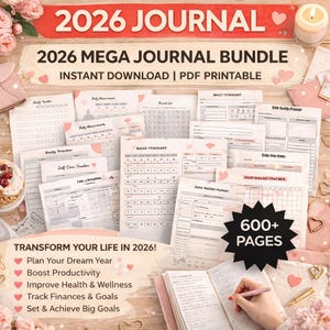 2026 Mega Journal Bündel | Tages, Wochen, Monatsplaner (PDF Download A4/A5)