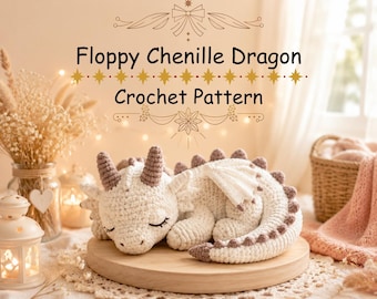 Floppy Chenille Dragon Crochet Pattern | Beginner Amigurumi Plush Toy (PDF)