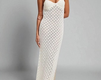 Vestido largo ajustado de punto acanalado para mujer / Falda larga elástica de cintura alta / Conjunto elegante sin mangas