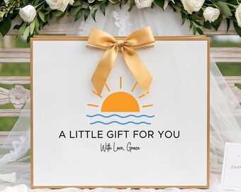 Sac cadeau de luxe avec nom personnalisé, motif Sunrise Ocean Un petit cadeau pour vous Sac en papier pour les vacances, anniversaire, cadeau de mariage, emballage