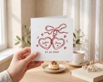 Tarjeta personalizada para parejas, tarjeta de felicitación de boda con nombre personalizado, tarjeta de regalo de aniversario para marido y mujer, tarjeta de recuerdo romántica.