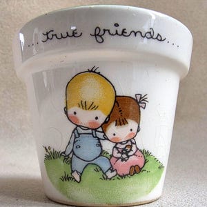 cache-pot en céramique « True Friends » de Precious Moments vintage