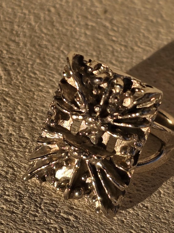 Vintage Brutalist Style Statement Ring, Sculptura… - image 1