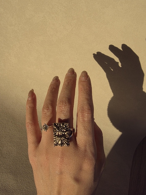 Vintage Brutalist Style Statement Ring, Sculptura… - image 4