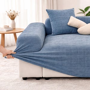 Elastische chenille-bankhoes – antislip bankbeschermer, huisdiervriendelijke meubelhoes, zachte stretch bankbeschermer met volledige dekking