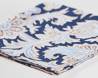 Blue Paisley - 100% Cotton Pocket Square