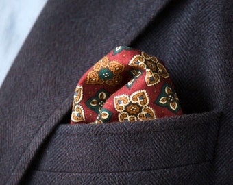 Red Floral Macclesfield 100% Cotton Pocket Square