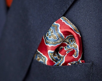 Ancient Red Madder - Hand Rolled 100% Italian Silk Pocket Square