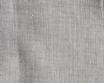 Oatmeal Latte Off-White Beige Herringbone - Hand Rolled 100% Linen Pocket Square