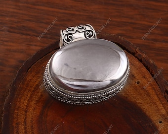 Shungite Oval Cabochon Pendant 925 Sterling Silver Handmade Jewelry