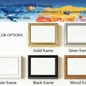 May include: Five rectangular picture frames with white inserts, displayed in a grid. The frames are available in five distinct finishes: gold, silver, white, black, and a natural wood tone. Each frame features a thick, beveled border design.