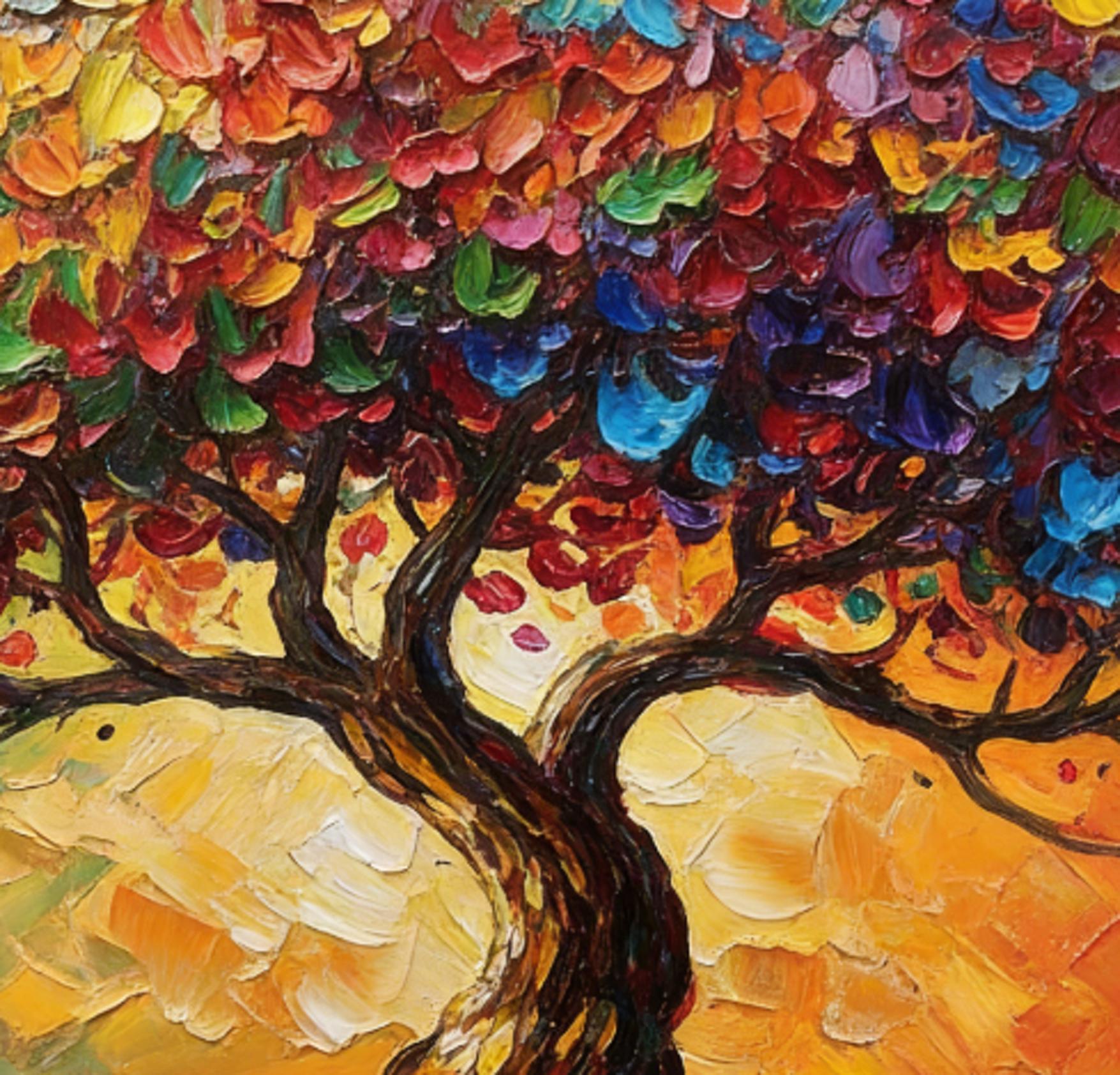 Original Vibrant Impasto Tree of Life Oil Painting on Canvas, Large ...