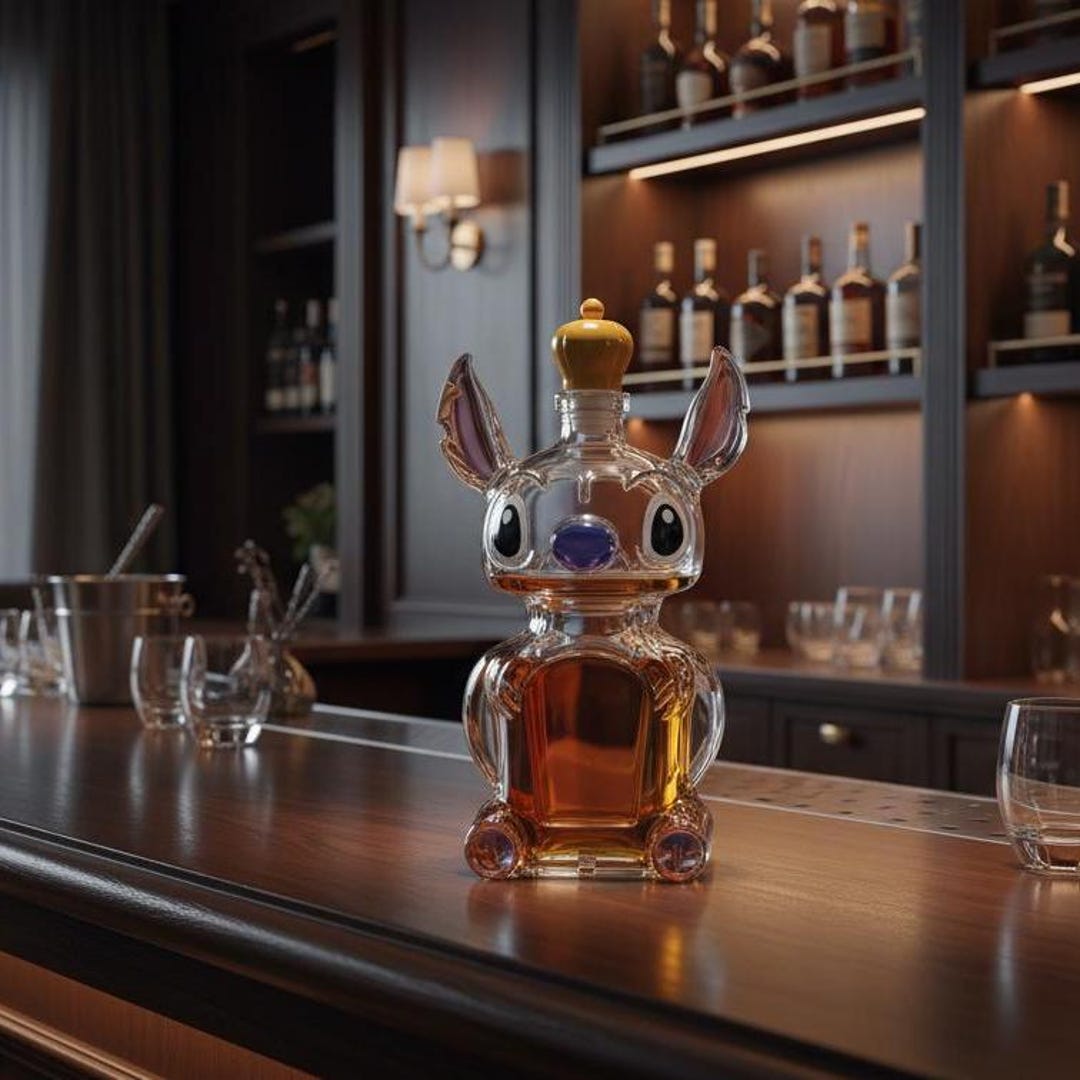 Cute Stitch Whiskey Decanter – Cartoon Character Glass Liquor Bottle ...