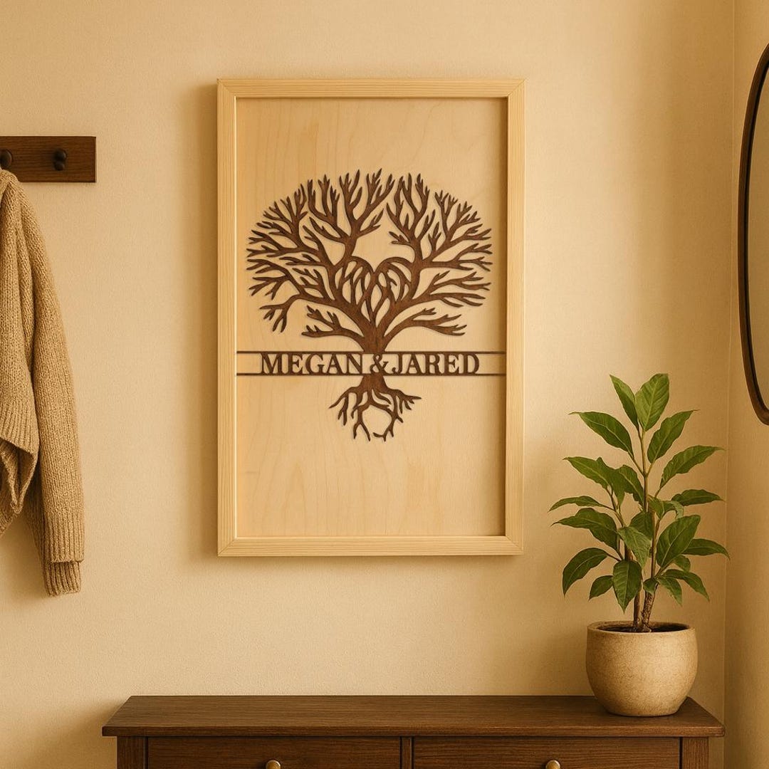 Custom Family Tree Wood Sign – Personalized Wall Art With Engraved ...