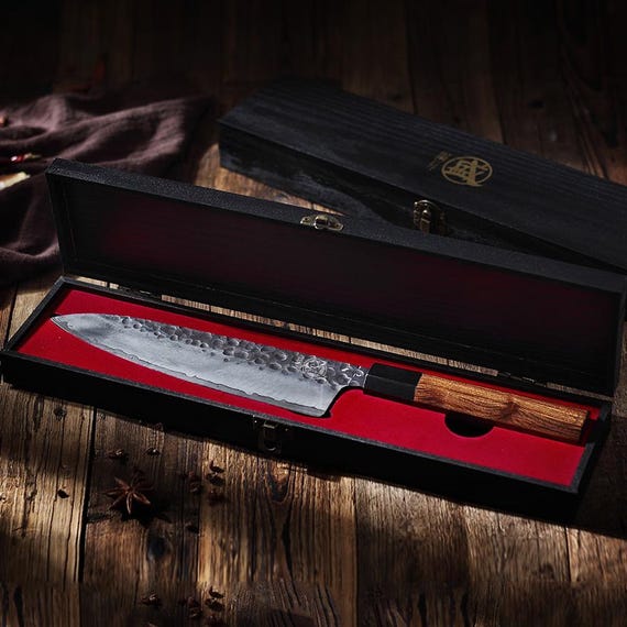 Hand Forged 8-inch Gyuto Chef Knife, High Carbon Steel, Rosewood Handle