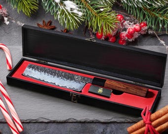 Couteau de chef Nakiri forgé à la main - Acier japonais 9CR18MOV, manche en palissandre