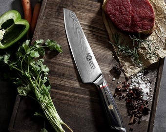 Custom Engraved Chef Knife, Personalized Japanese Kiritsuke, 8" Kitchen Knife, Pakkawood Handle, Cooking Gift for Him, Wedding Anniversary