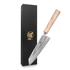 Kiritsuke kockkniv, 129 lager damaskus CPM S35VN pulverstål, handsmidd japansk kökskniv för skivning, trimning