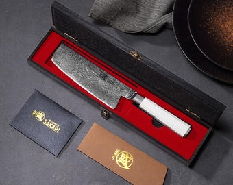 Couteau de chef Damas Nakiri, acier VG-Pro, manche G10