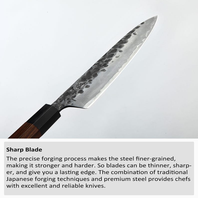 Hand Forged 8-inch Gyuto Chef Knife, High Carbon Steel, Rosewood Handle image 5