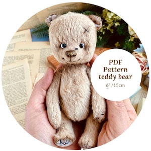 Teddy Bear Sewing Pattern PDF – 15 cm OOAK Vintage Style Bear Template